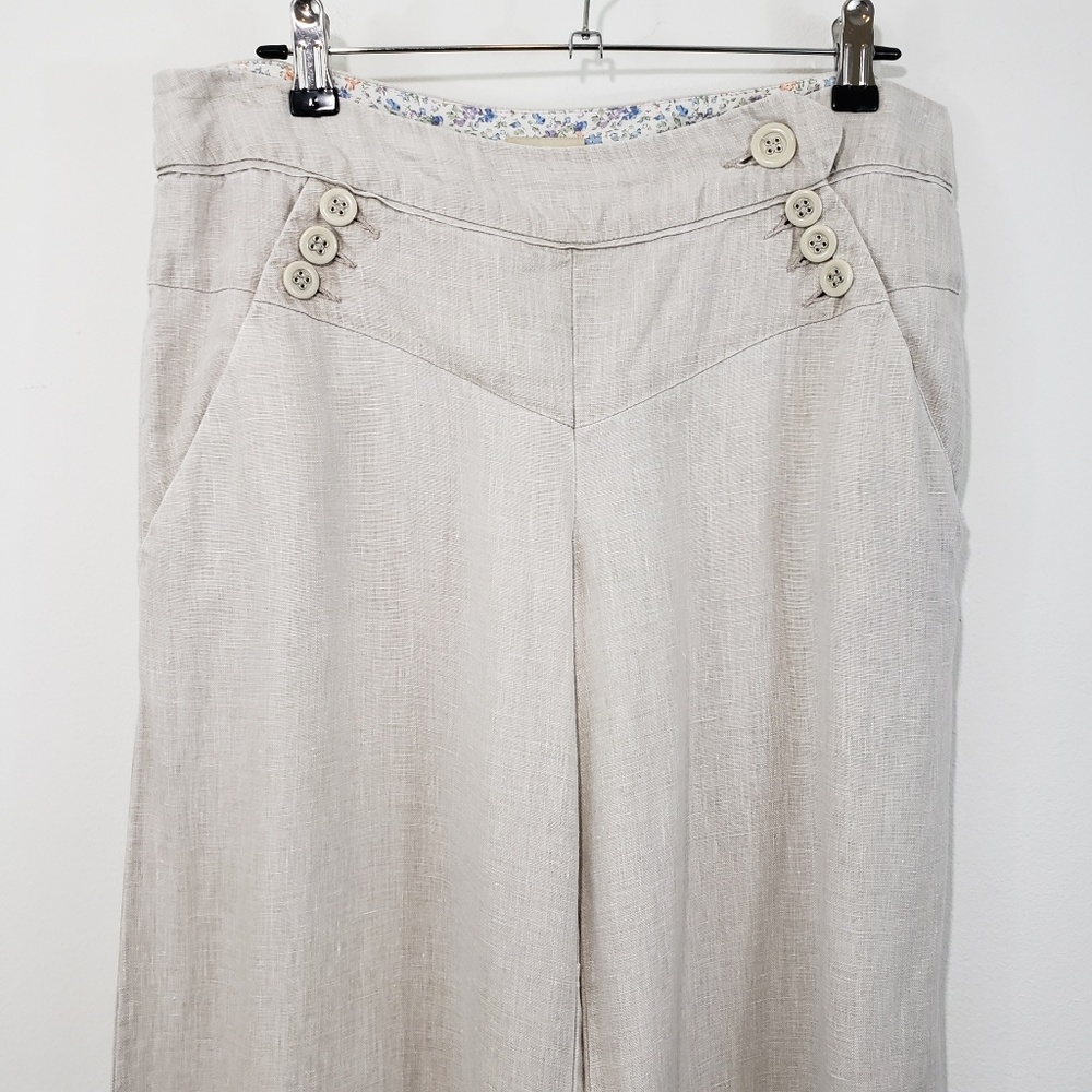 Anthro Elevenses Pants | Linen High Rise Wide Leg